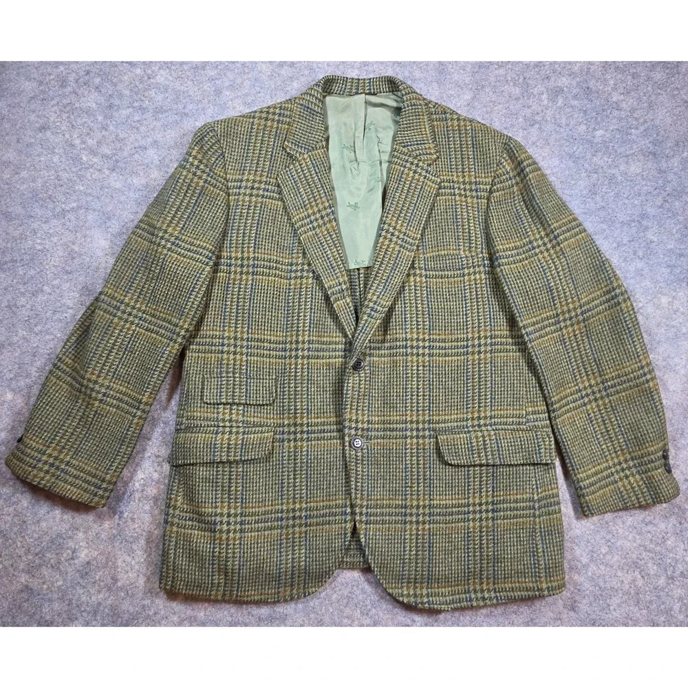 Glenkirk B&B Lorrys Vintage Wool Plaid Blazer Green Brown Tweed Sport Coat 44 S